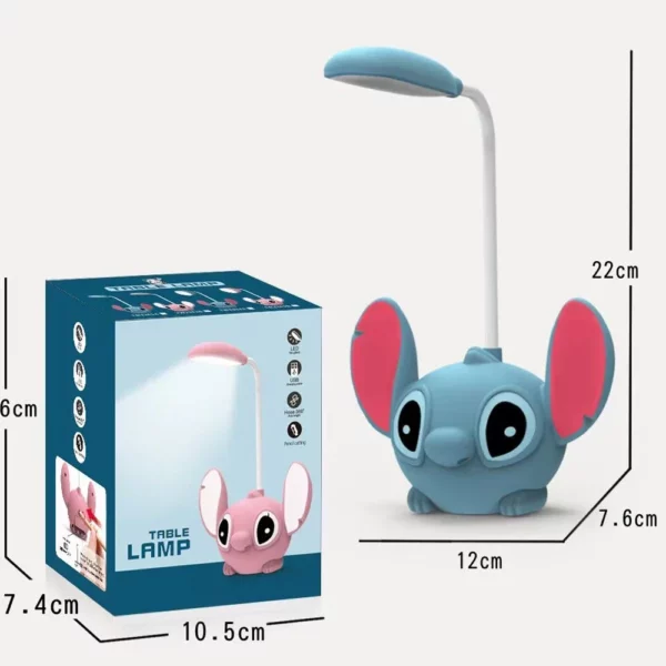 Lampada da scrivania a Led Lilo & Stitch con temperamatite  , braccio flessibile con luce di ricarica Usb