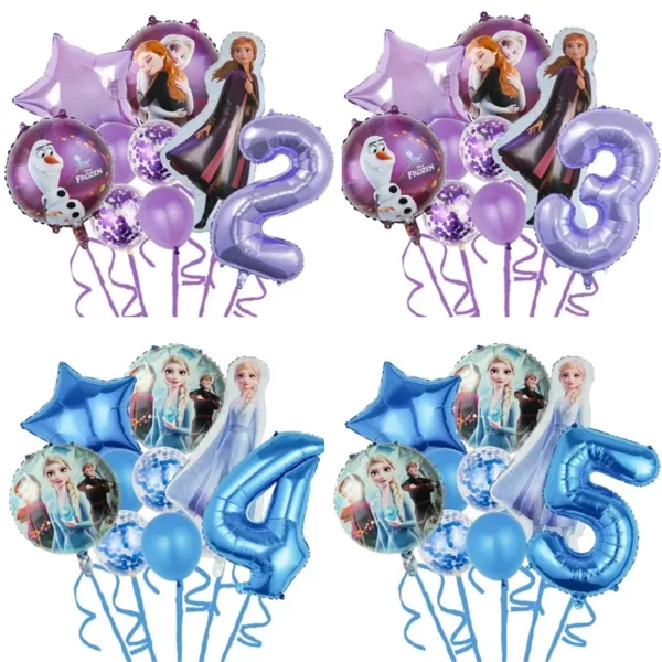 9 pezzi Disney Frozen Princess Elsa Foil Palloncini Compleanno Palloncino ad elio Baby Shower Party Globos Giocattolo per bambini Regali Ragazze